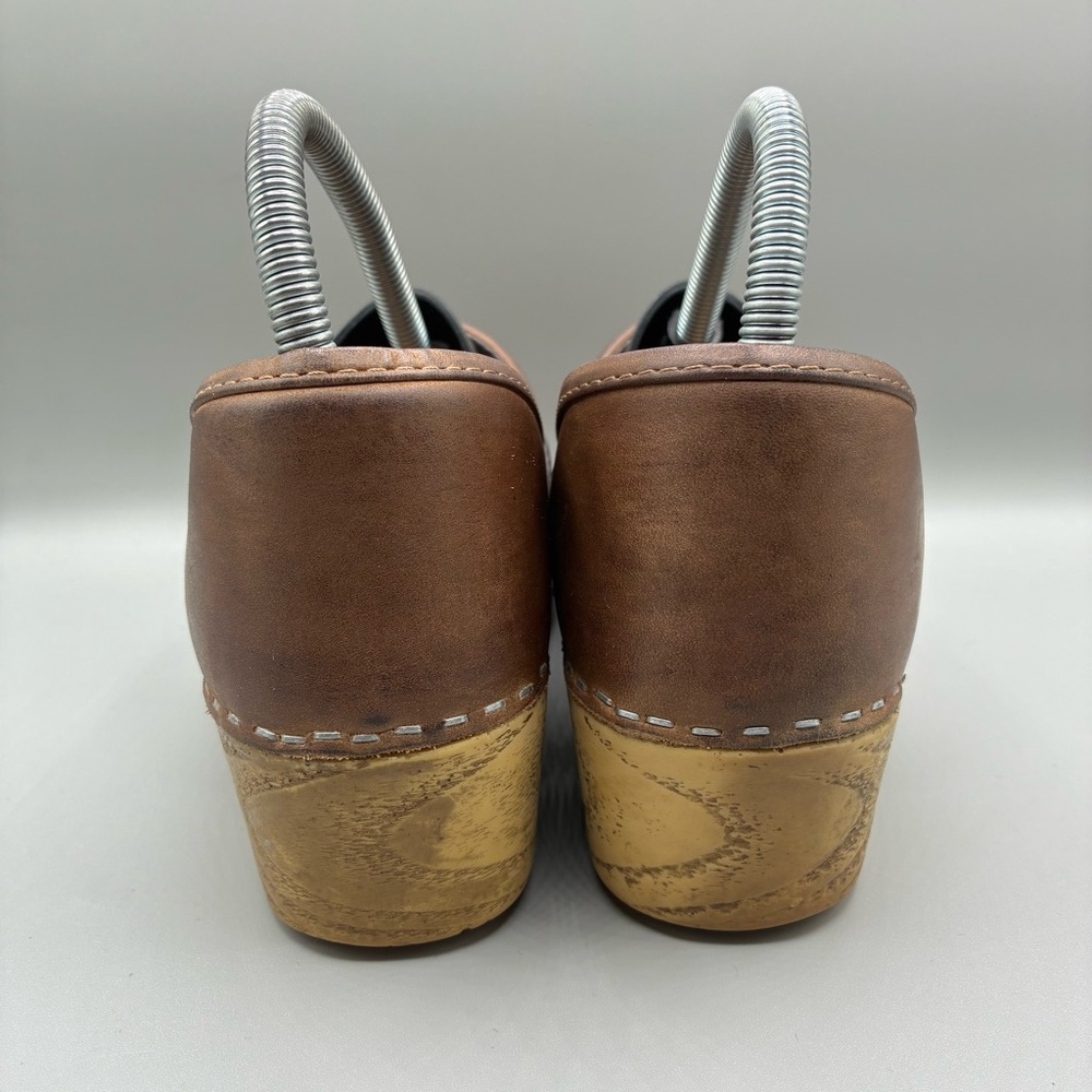 L.L. Bean Brown Leather Clogs Women’s 8.5 M Slip On Wedge Round Toe - Picture 4 of 8